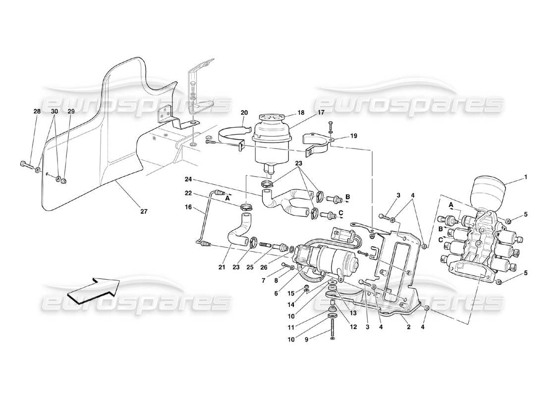 ferrari 360 challenge (2000) power unit and tank parts diagram