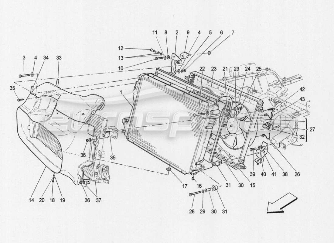 maserati granturismo special edition cooling: air radiators and ducts parts diagram