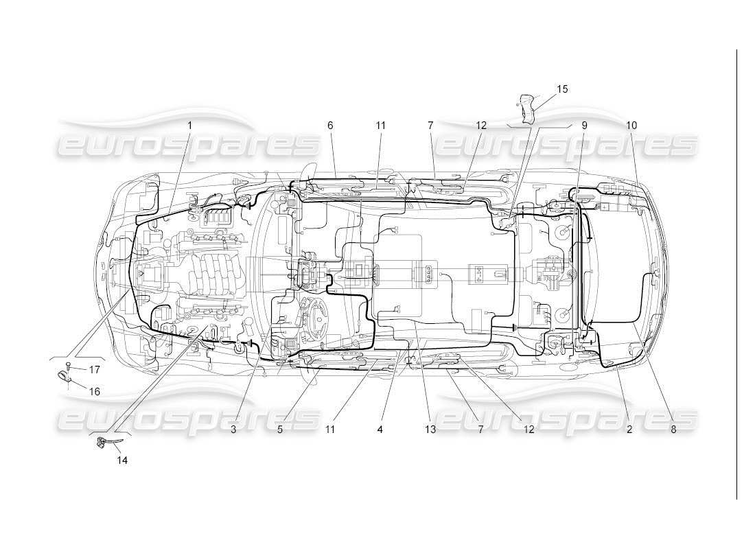 maserati qtp. (2007) 4.2 auto main wiring parts diagram