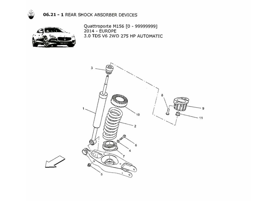 maserati qtp. v6 3.0 tds 275bhp 2014 rear shock absorber devices parts diagram
