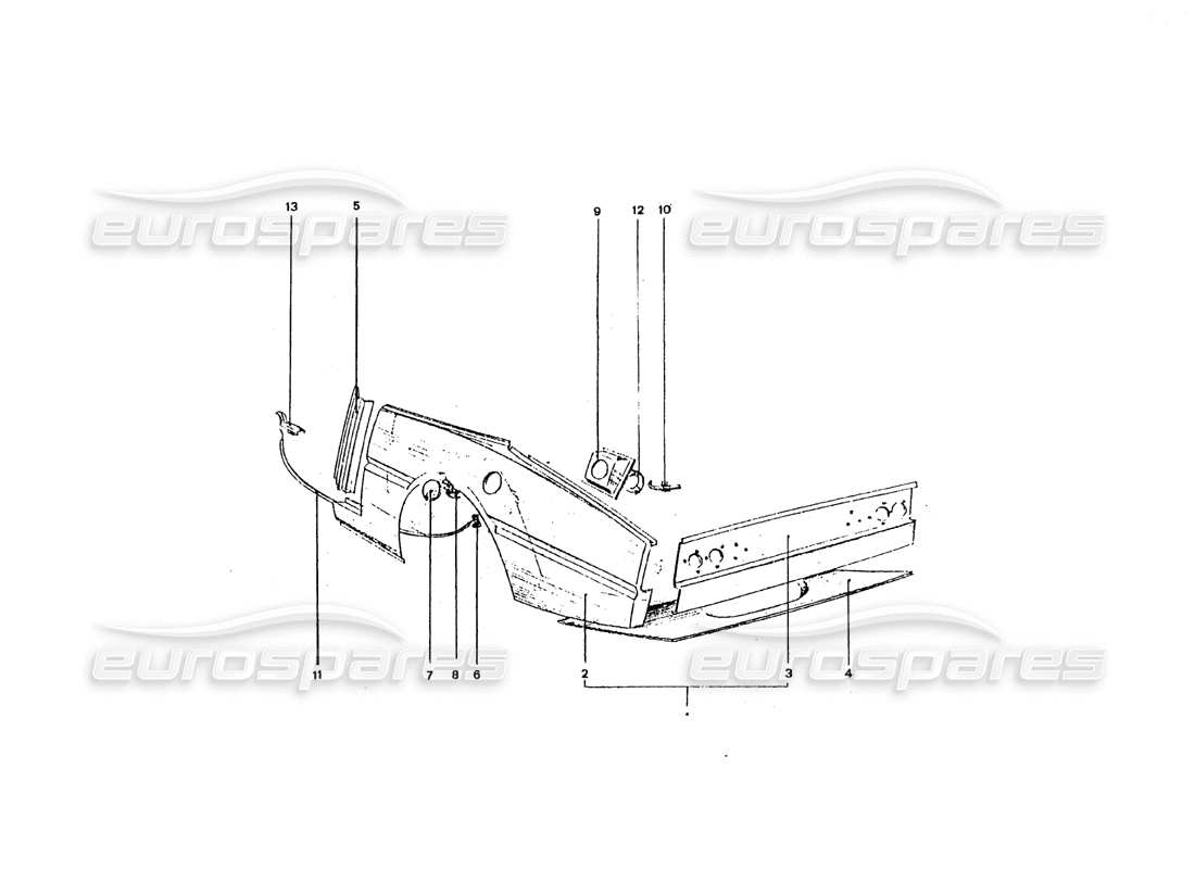 ferrari 365 gt4 2+2 coachwork rear end panels part diagram