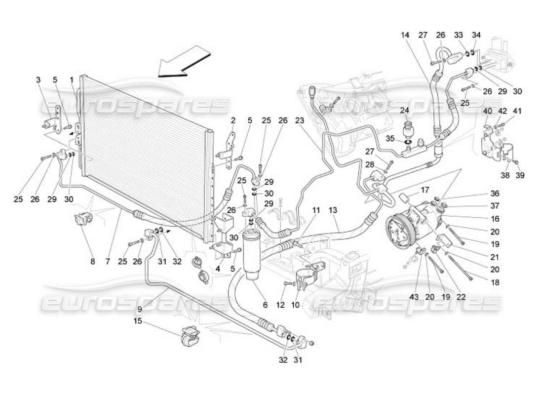 maserati qtp. (2005) 4.2 a c unit: engine compartment devices part diagram