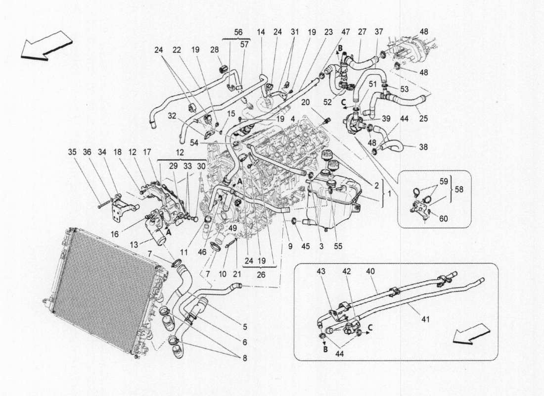 maserati qtp. v6 3.0 bt 410bhp 2015 cooling system parts diagram