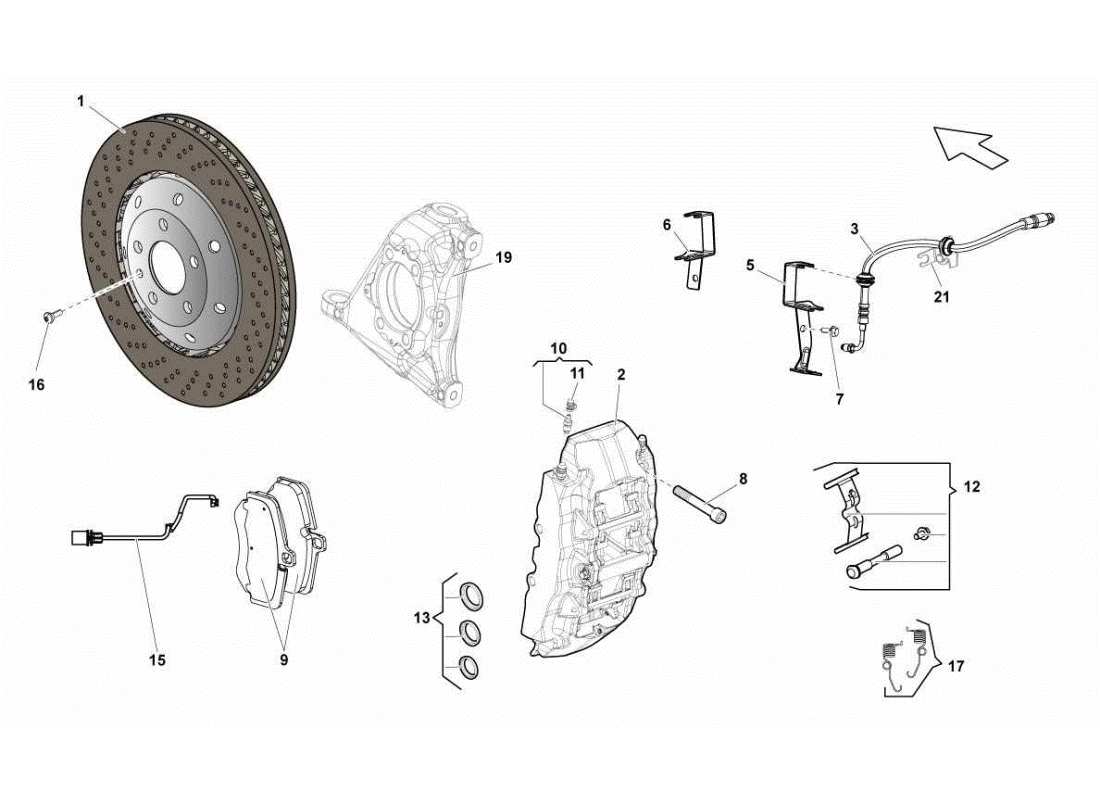 lamborghini gallardo sts ii sc front brakes discs ccb parts diagram