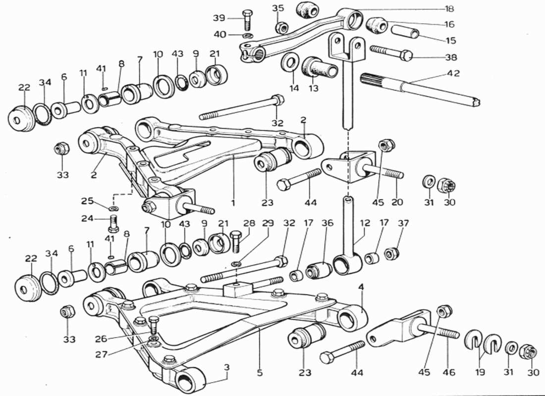 ferrari 365 gtb4 daytona (1969) rear suspension part diagram