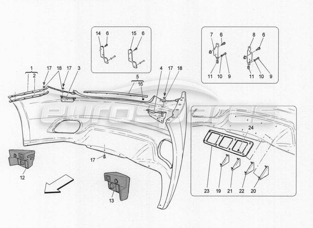 maserati granturismo special edition rear bumper parts diagram