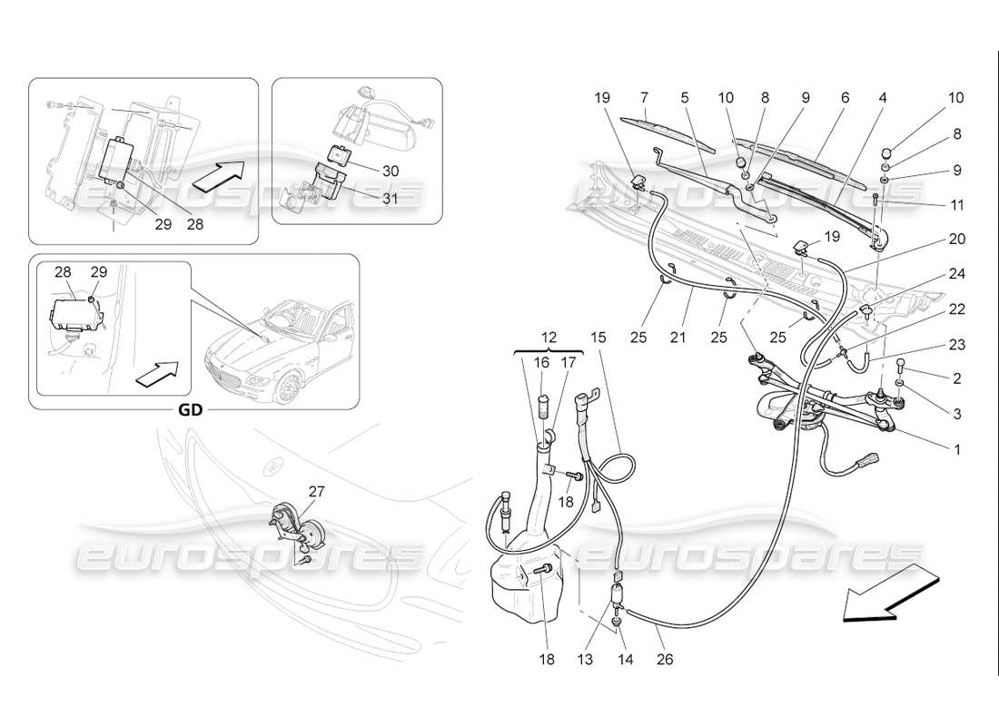 maserati qtp. (2006) 4.2 f1 external vehicle devices parts diagram