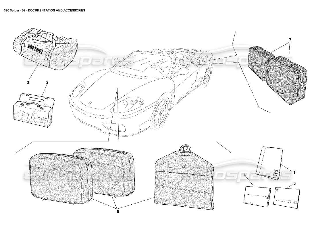 ferrari 360 spider documentation and accessories parts diagram