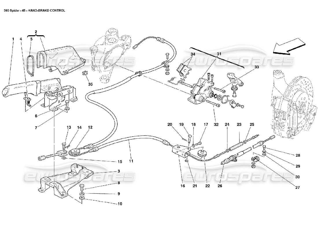 ferrari 360 spider hand-brake control parts diagram