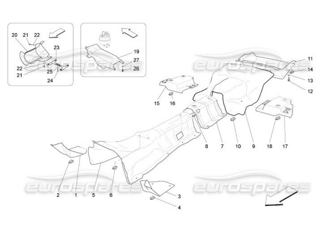 maserati qtp. (2005) 4.2 thermal insulating panels inside the vehicle part diagram