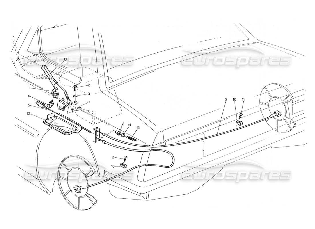 maserati 228 hand brake control part diagram