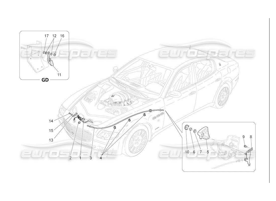 maserati qtp. (2007) 4.2 auto front lid opening button parts diagram