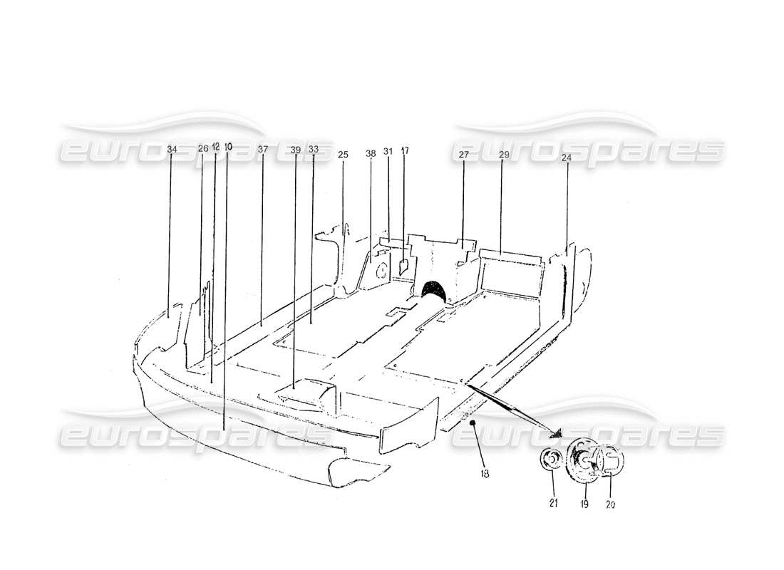 ferrari 275 (pininfarina coachwork) car interior carpets and linings group parts diagram