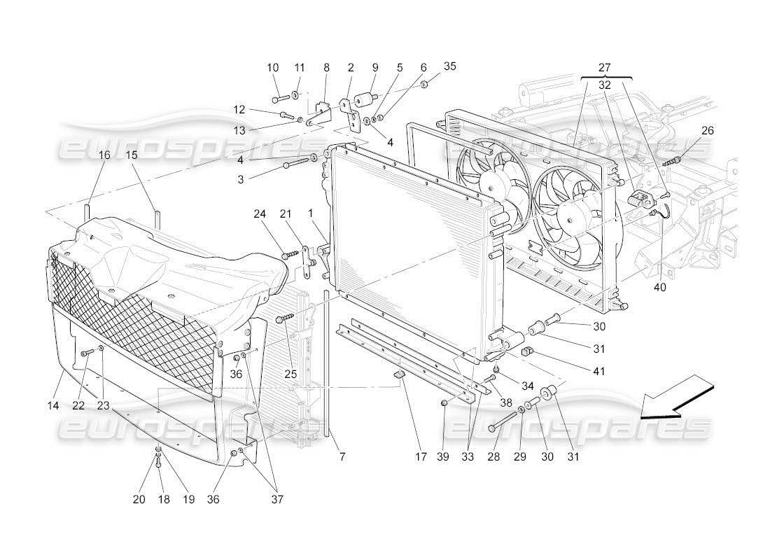 maserati qtp. (2010) 4.2 auto cooling: air radiators and ducts part diagram