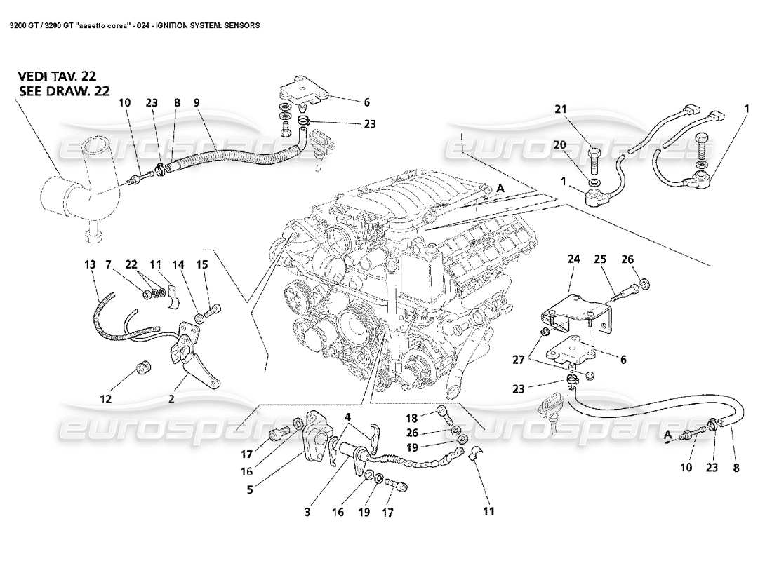 maserati 3200 gt/gta/assetto corsa ignition system: sensors parts diagram