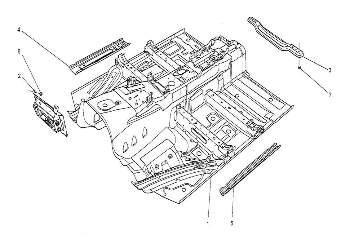 maserati qtp. v8 3.8 530bhp 2014 central structural frames and sheet panels parts diagram