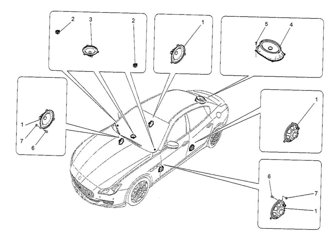 maserati qtp. v8 3.8 530bhp 2014 sound difusion system parts diagram