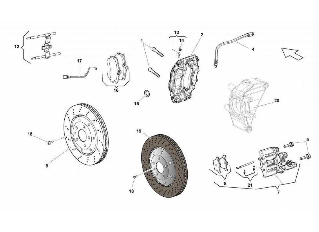 lamborghini gallardo sts ii sc rear brakes discs std-ccb parts diagram