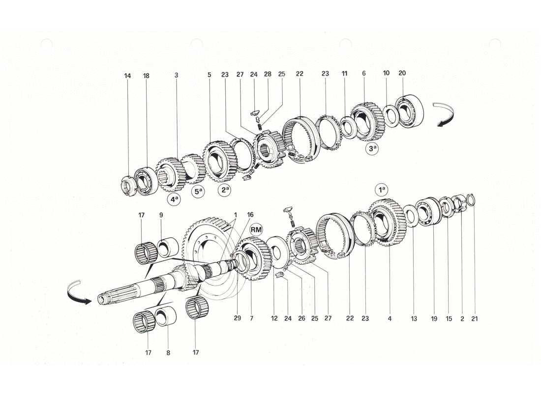 ferrari 208 gtb gts lay shaft gears parts diagram