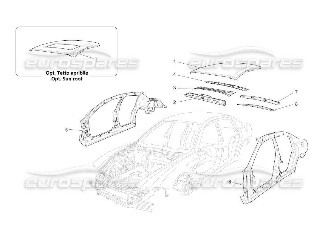maserati qtp. (2010) 4.2 auto bodywork and central outer trim panels part diagram