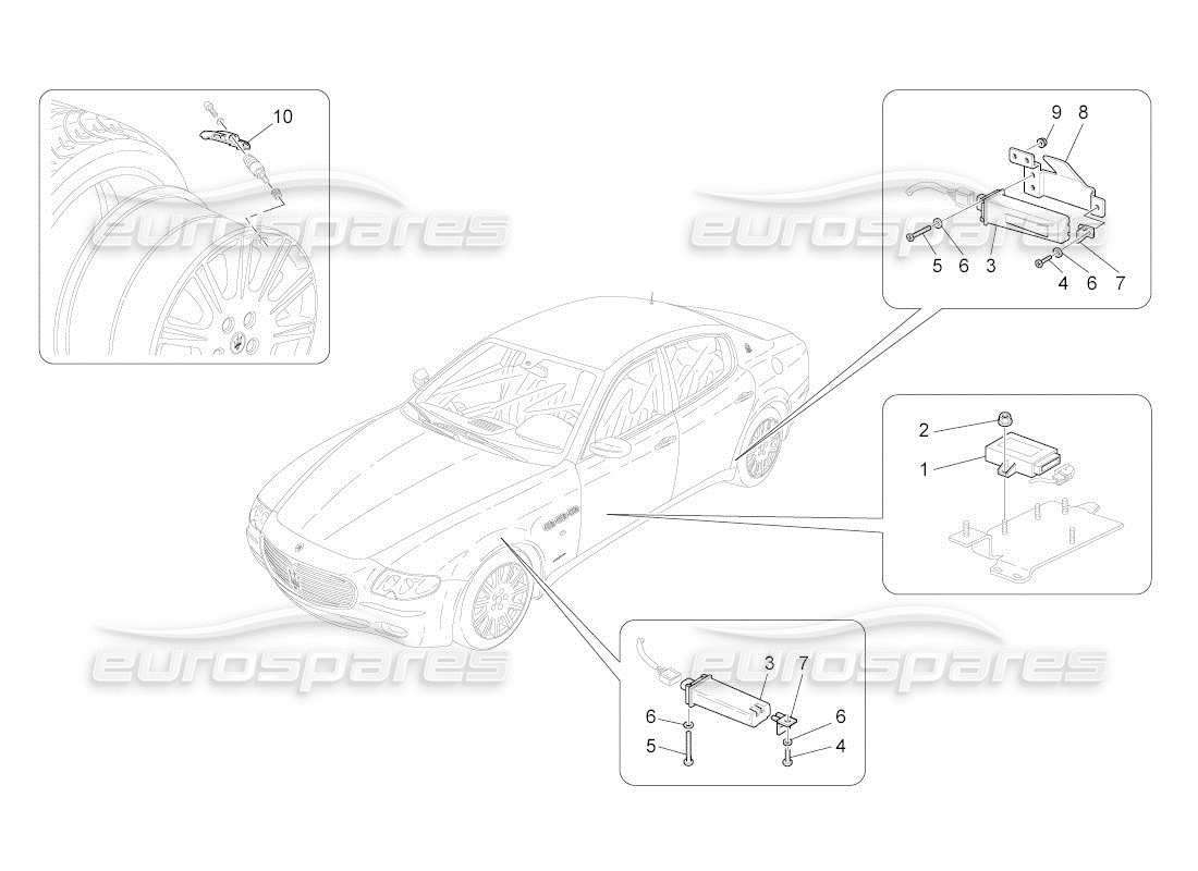 maserati qtp. (2011) 4.7 auto tyre pressure monitoring system part diagram