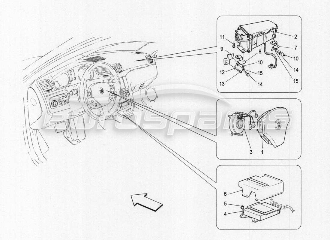 maserati granturismo special edition front airbag system parts diagram