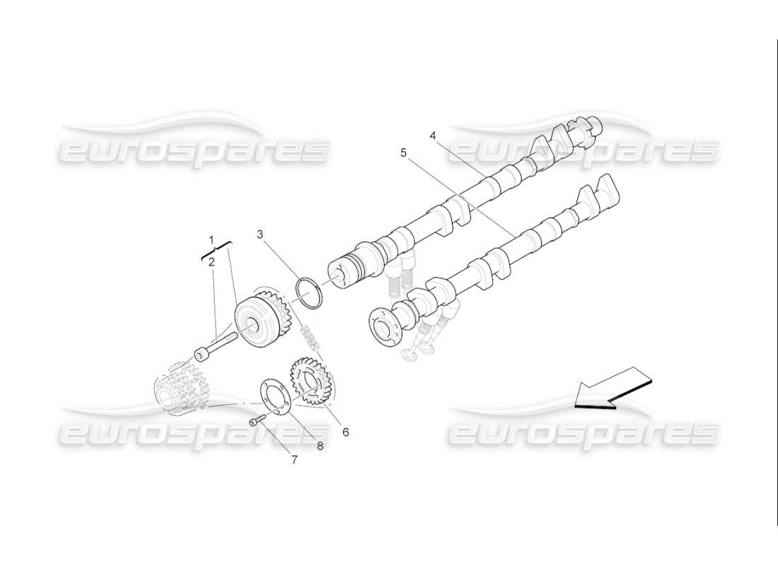 maserati qtp. (2009) 4.7 auto lh cylinder head camshafts part diagram