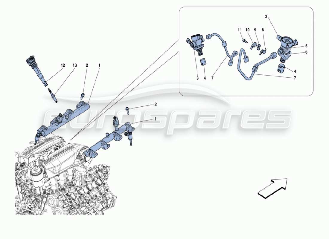ferrari 488 challenge fuel rail parts diagram