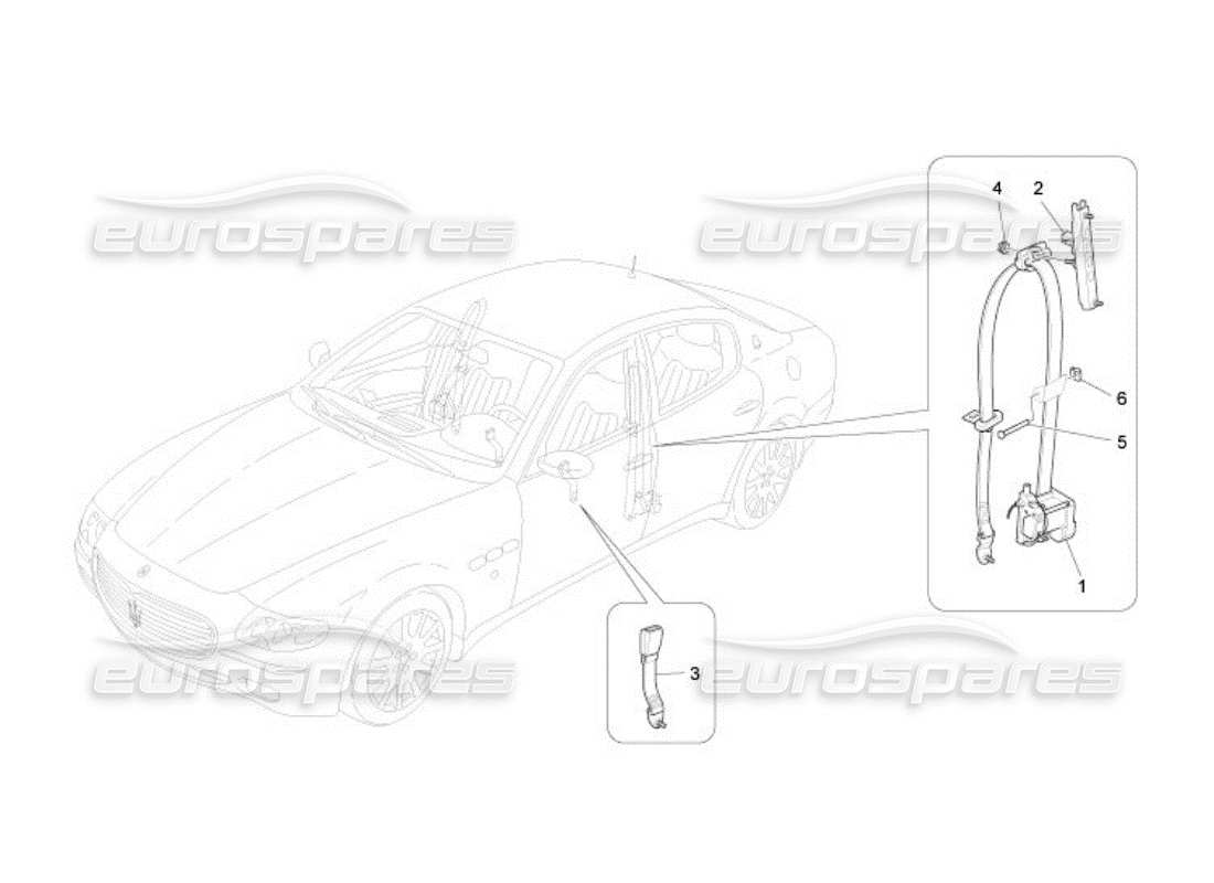 maserati qtp. (2005) 4.2 front seatbelts parts diagram