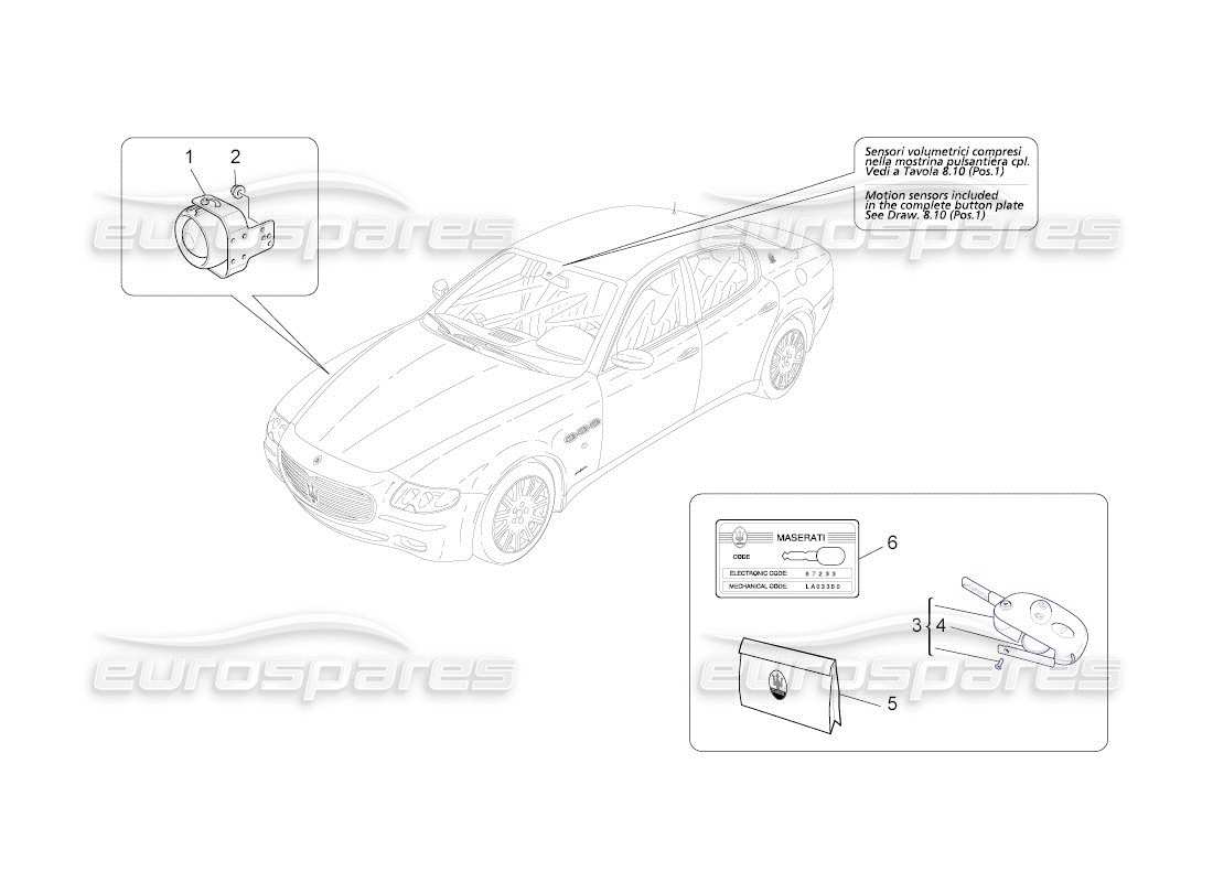 maserati qtp. (2011) 4.7 auto alarm and immobilizer system part diagram