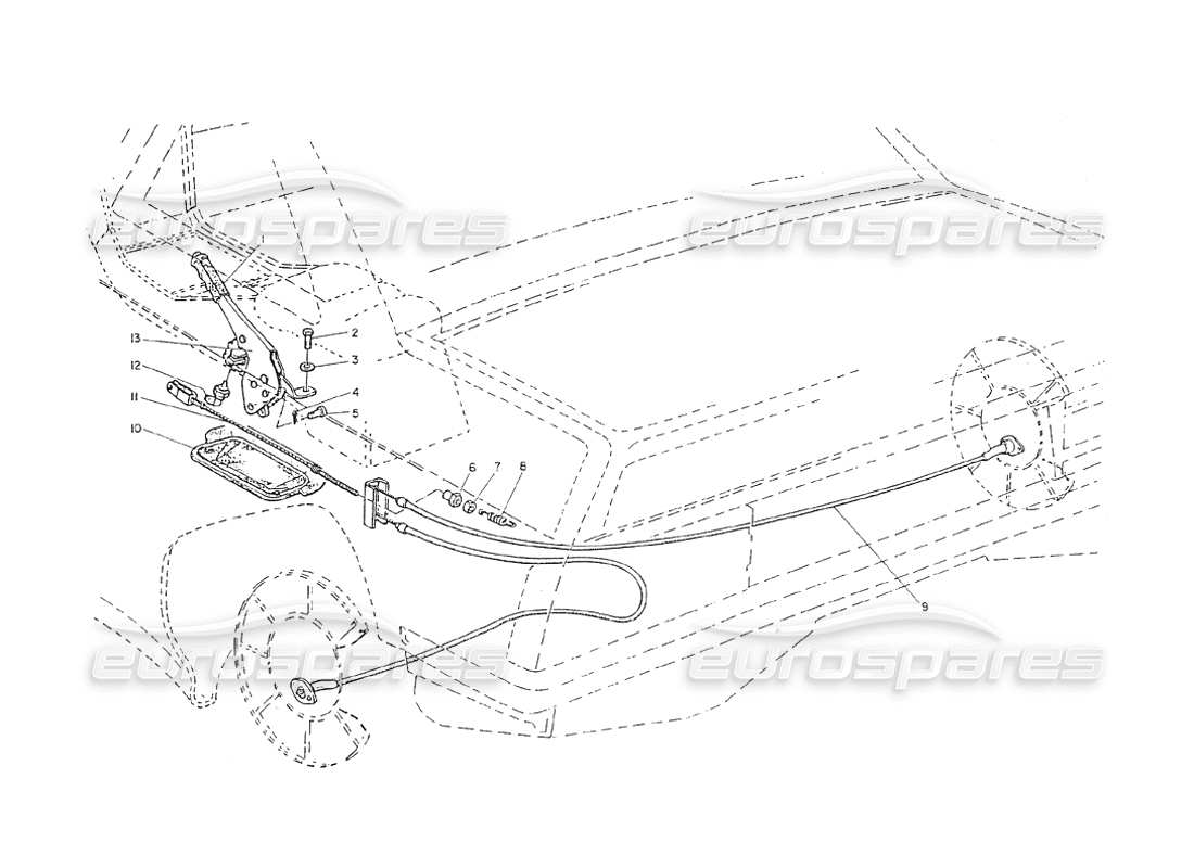 maserati shamal hand-brake control parts diagram