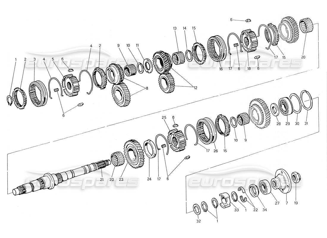 maserati 228 transmission - main shaft part diagram