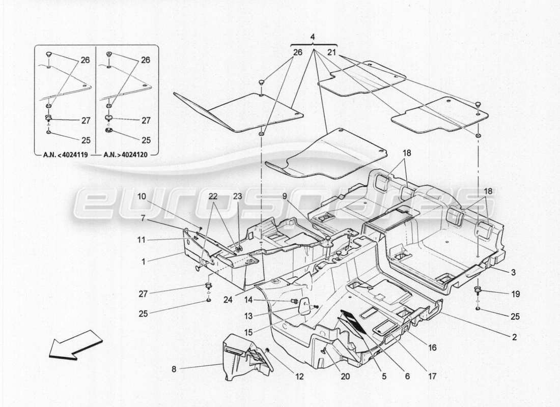 maserati qtp. v8 3.8 530bhp auto 2015 glove compartments parts diagram