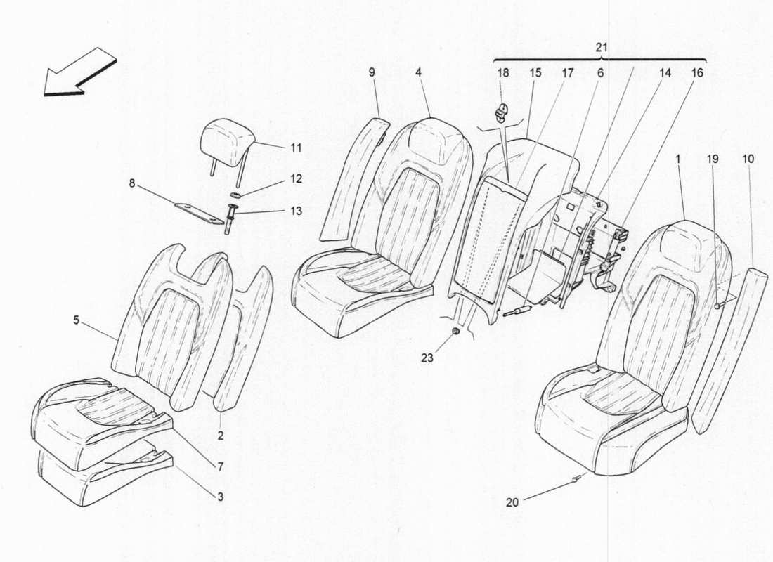 maserati qtp. v6 3.0 bt 410bhp 2015 rear seats part diagram
