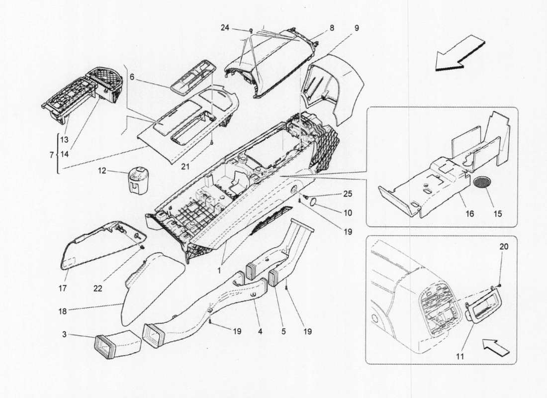 maserati qtp. v6 3.0 bt 410bhp 2015 centre console parts diagram