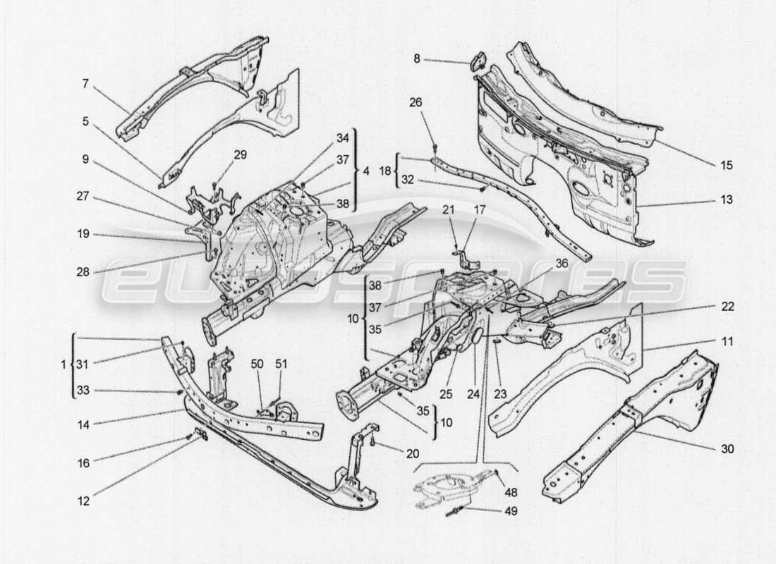 maserati qtp. v8 3.8 530bhp auto 2015 front bumper parts diagram
