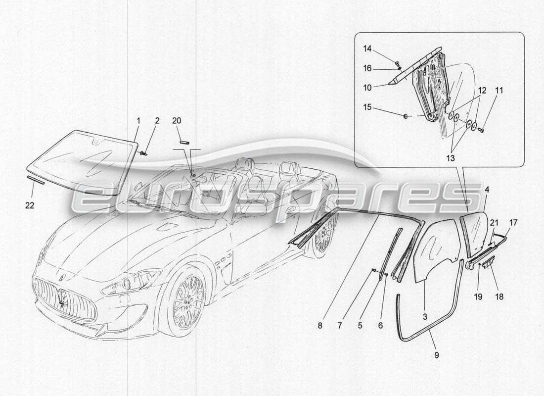 maserati grancabrio mc centenario windows and windowstrips parts diagram