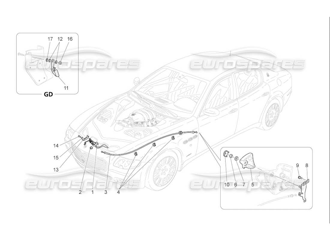 maserati qtp. (2009) 4.7 auto front lid opening button part diagram