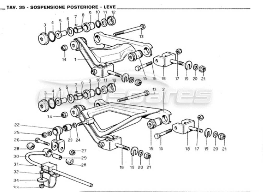 ferrari 246 gt series 1 rear suspension - wishbones parts diagram