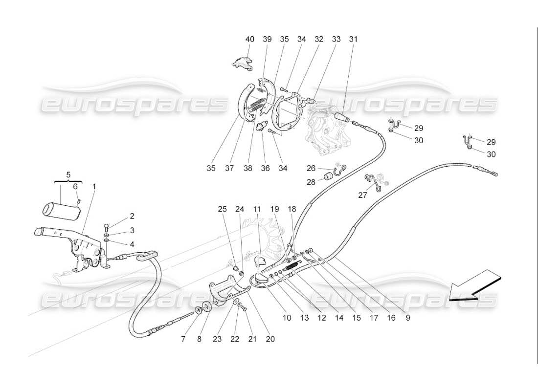 maserati qtp. (2007) 4.2 f1 handbrake part diagram