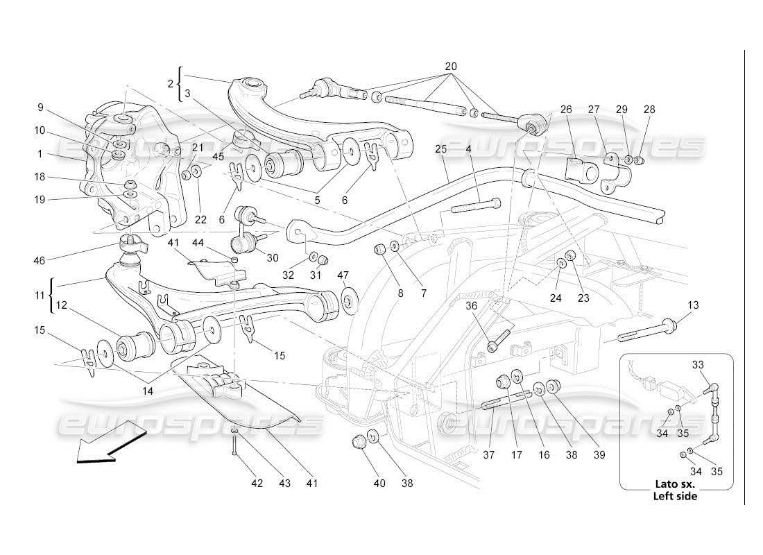 maserati qtp. (2007) 4.2 auto rear suspension parts diagram