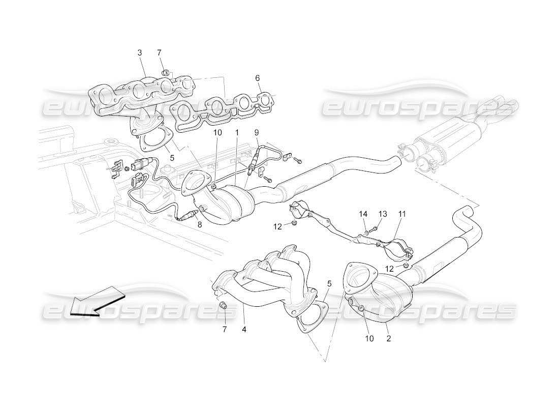 maserati qtp. (2010) 4.2 auto pre-catalytic converters and catalytic converters parts diagram