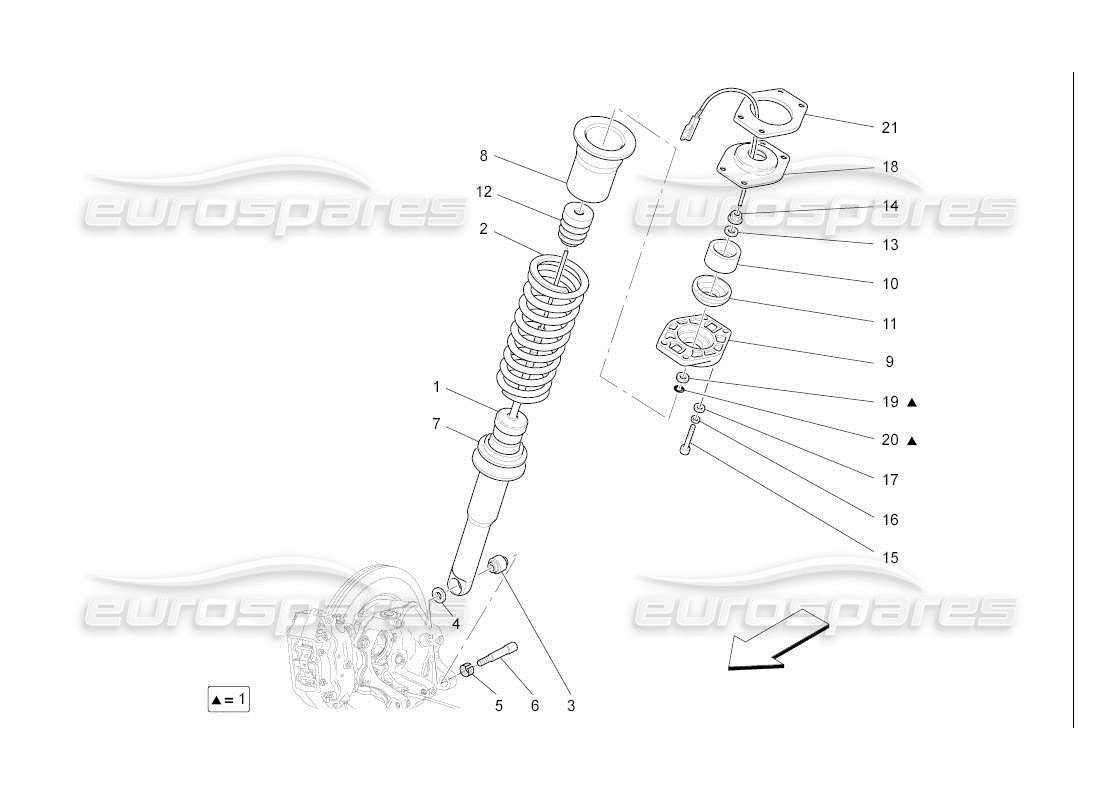 maserati qtp. (2007) 4.2 auto rear shock absorber devices parts diagram