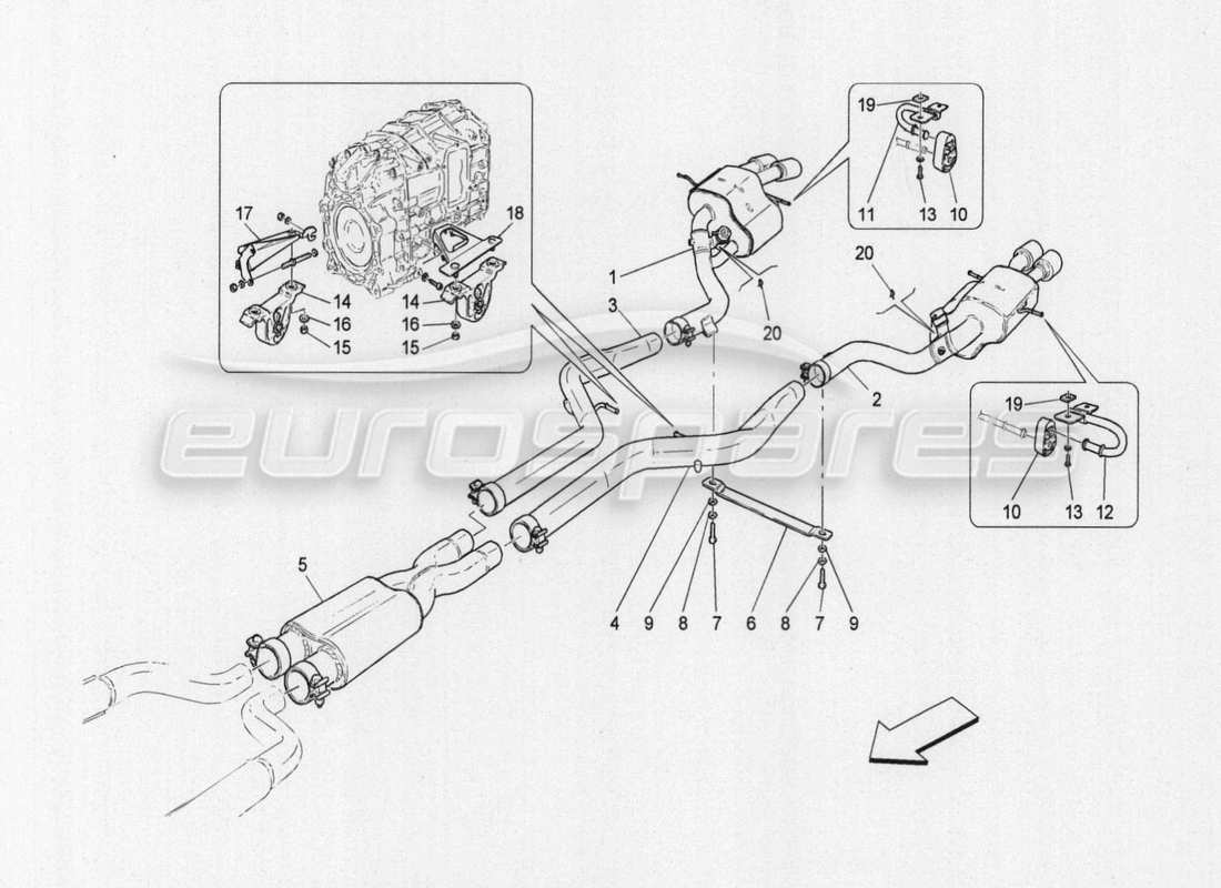 maserati granturismo special edition silencers parts diagram