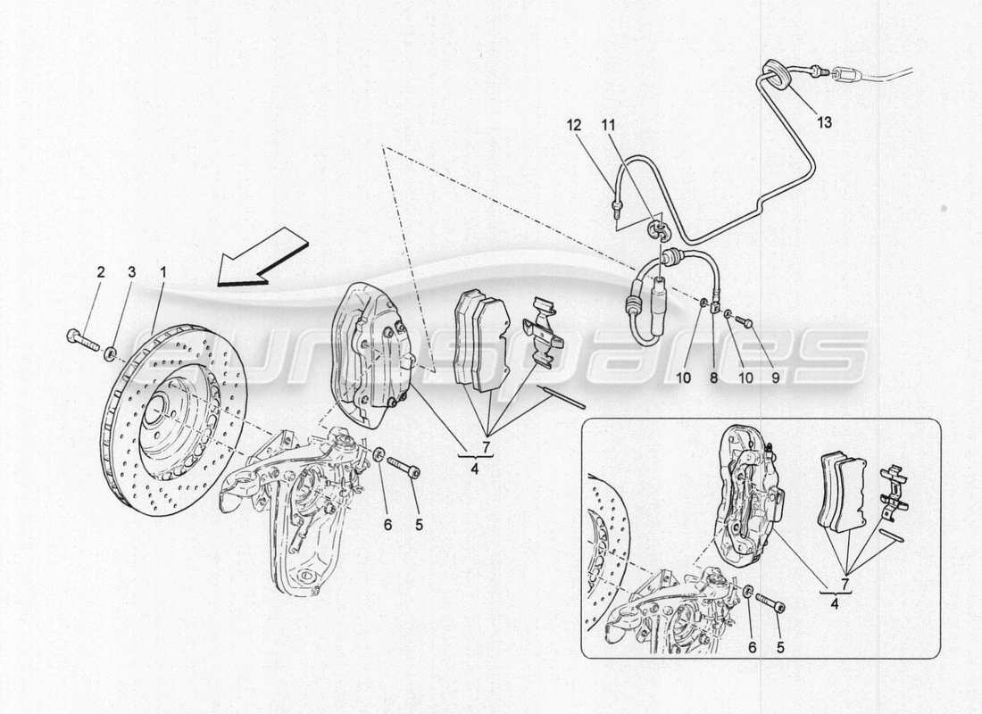 maserati granturismo special edition braking devices on front wheels parts diagram