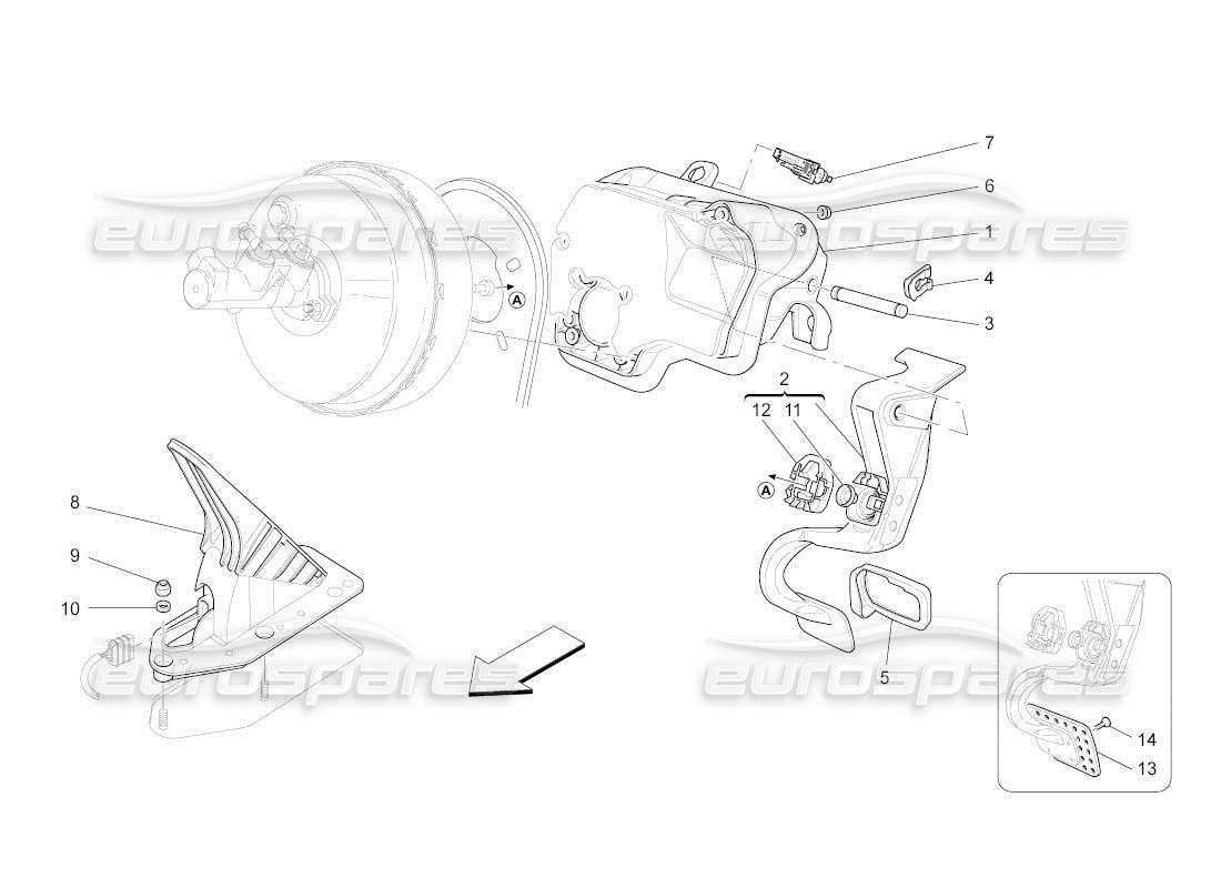 maserati qtp. (2011) 4.2 auto complete pedal board unit parts diagram