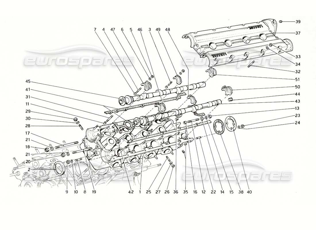 ferrari 308 gt4 dino (1976) cylinder head (left) part diagram