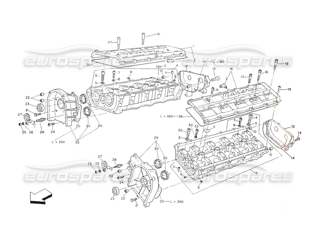 maserati shamal timing camshaft support parts diagram