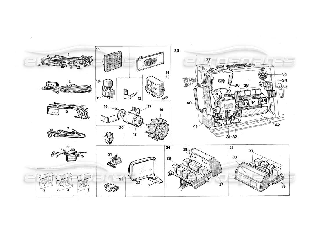 maserati qtp.v8 4.9 (s3) 1979 electrical system parts diagram