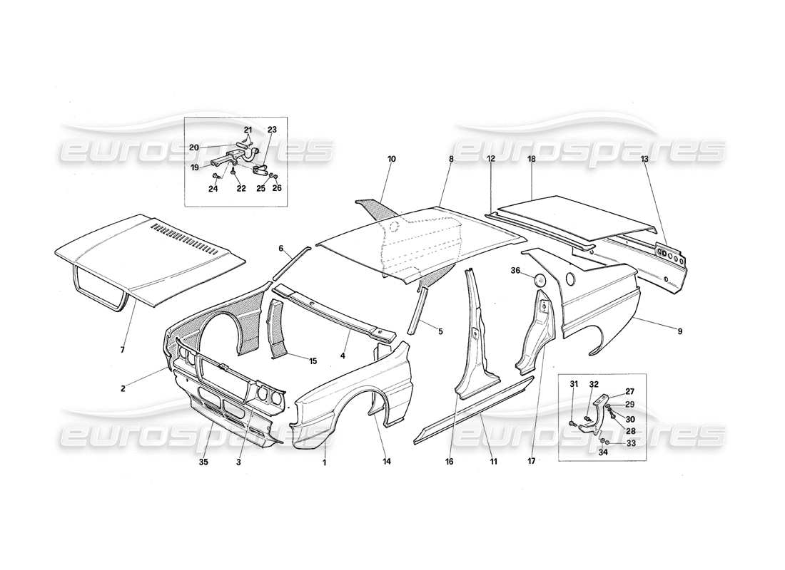 maserati qtp.v8 4.9 (s3) 1979 body shell parts diagram